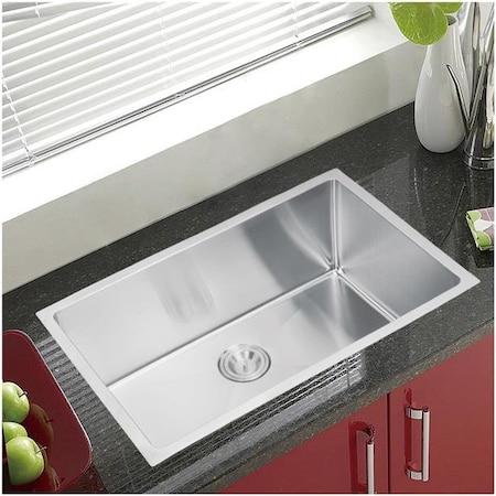 Water Creation Water Creation SS-US-3019B-16 30 x 19 in. 15 mm Corner Radius Single Bowl Stainless Steel Hand Made Undermount Kitchen Sink - Gray & Premium Scratch Resistant Satin SS-US-3019B-16